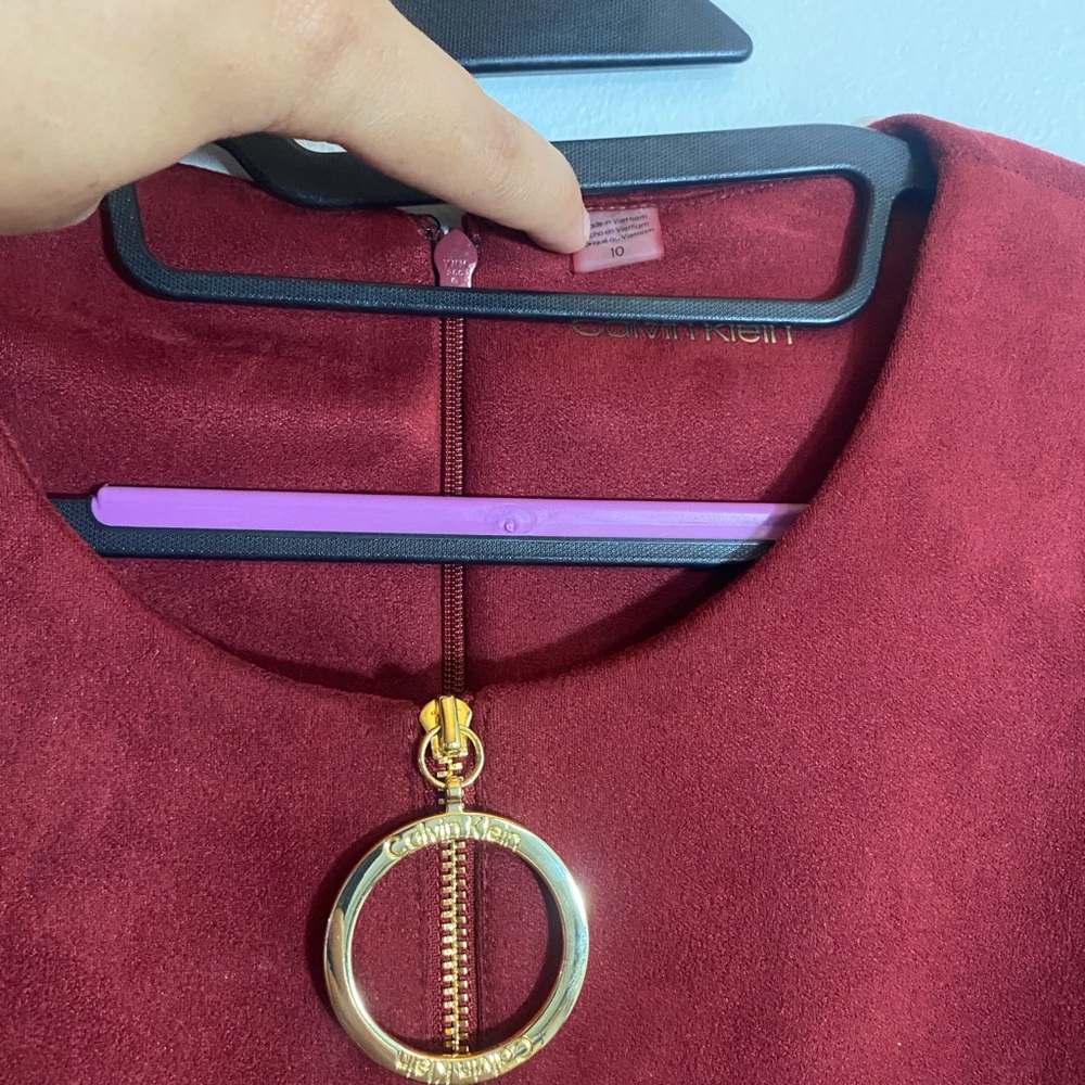 Calvin Klein Maroon Dress with Gold Detail